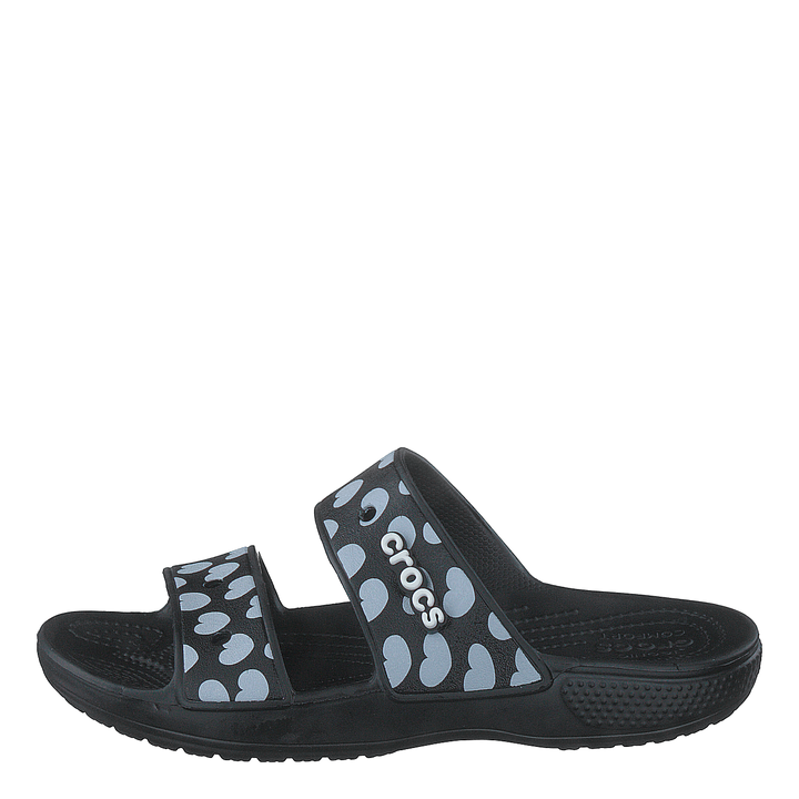 Classic Heart Print Sandal Black / White