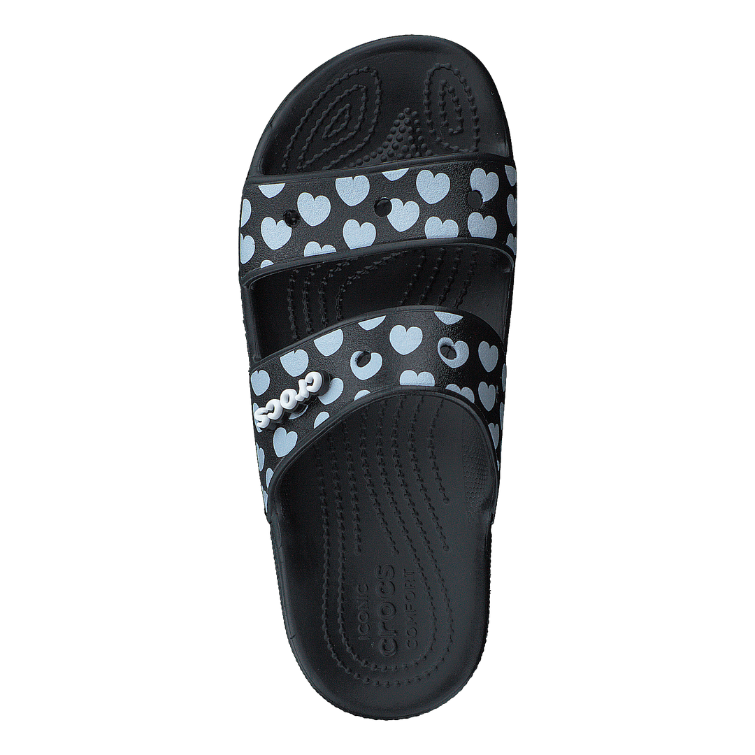 Classic Heart Print Sandal Black / White