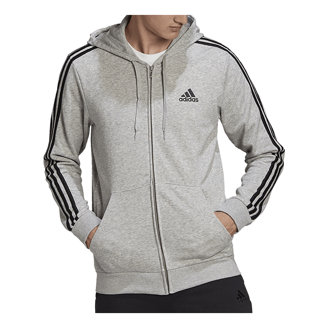 3 Stripe Ft Zip Hoodie Tall Medium Grey Heather / White