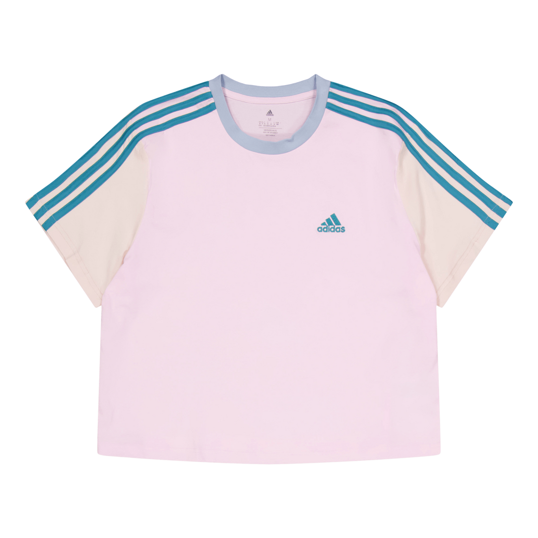 Single – Clear Jersey Crop Pink adidas Essentials 3-Stripes Top