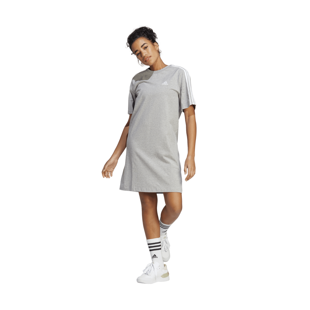 Essentials 3-Stripes Single Jersey Boyfriend Tee Dress Medium Grey Heather