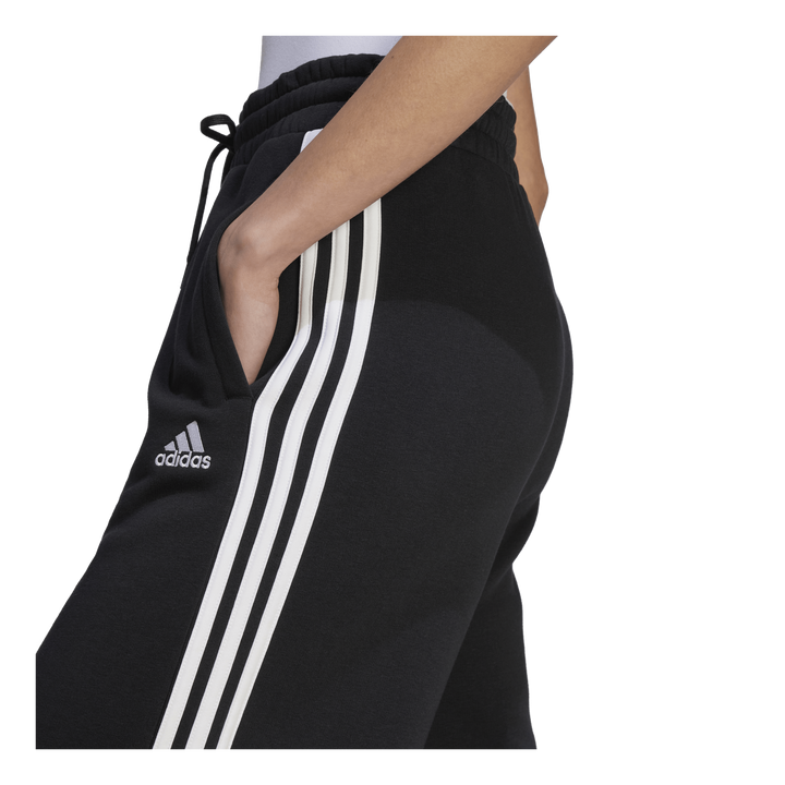 Essentials 3-Stripes French Terry Wide Joggers Black / White