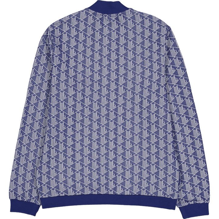 Zipped High Neck Monogram Swea Qie Navy Blue / White