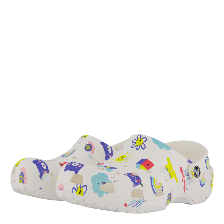 Classic Doodle Print Clog K White/multi