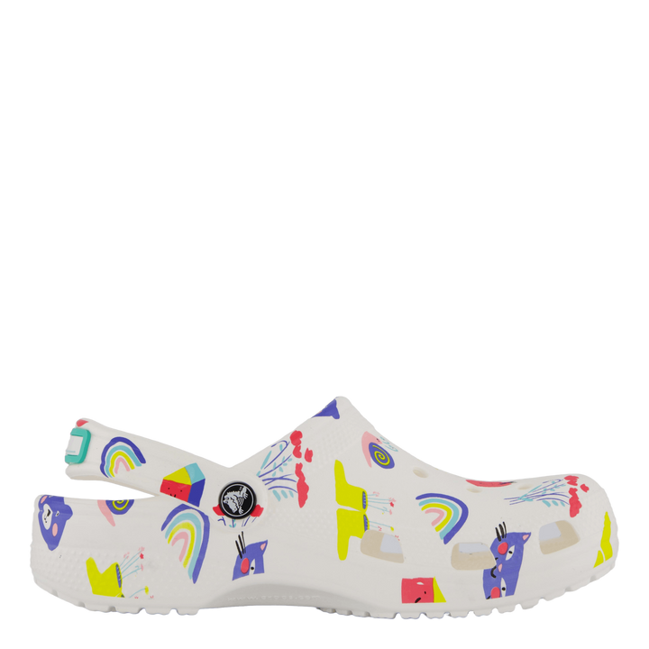 Classic Doodle Print Clog K White/multi