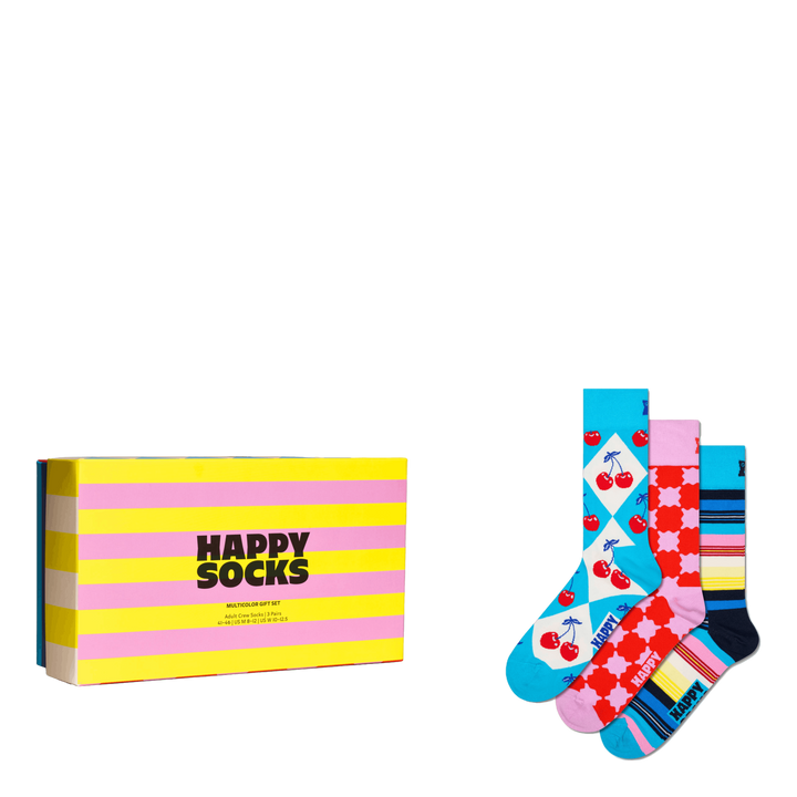 3-pack Checks And Stripes Gift Yellow