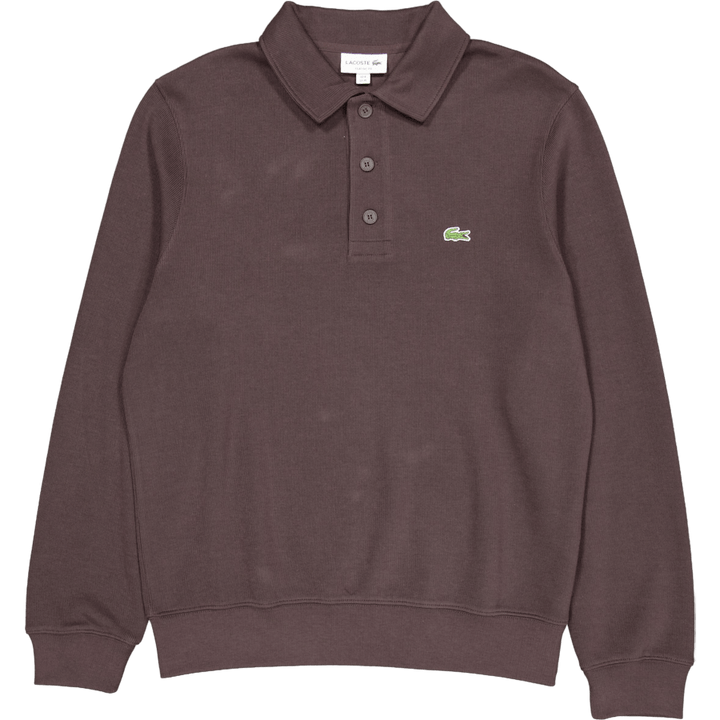 Ribbed Cotton Polo Collar Swea Brown Skb