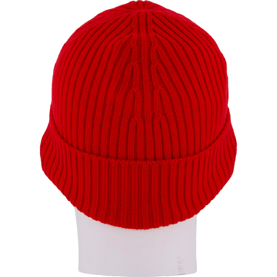 Rib Knit Brushed Wool Beanie Red