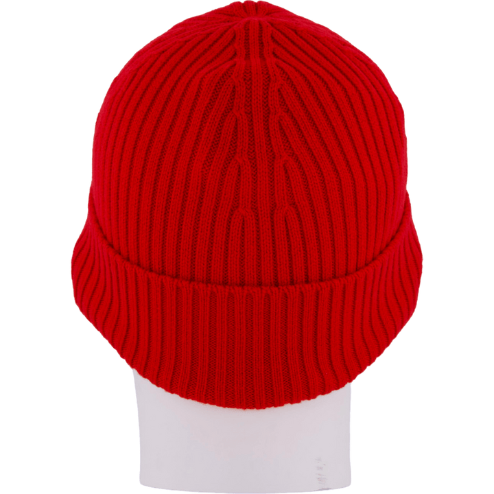 Rib Knit Brushed Wool Beanie Red