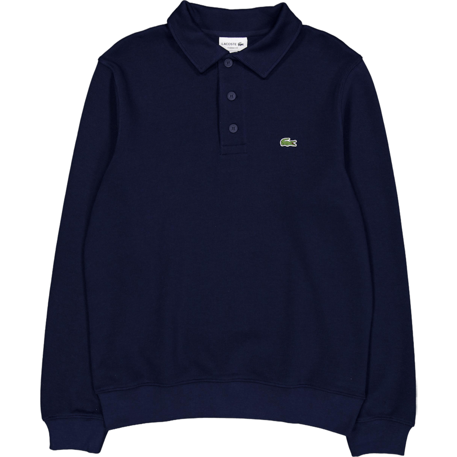 Ribbed Cotton Polo Collar Swea
