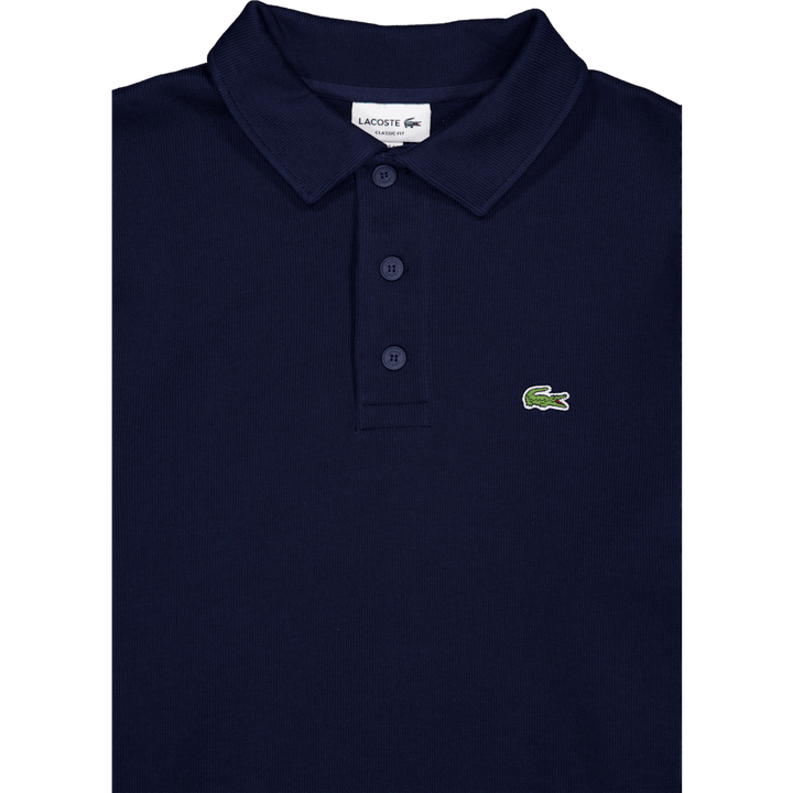 Ribbed Cotton Polo Collar Swea Navy Blue