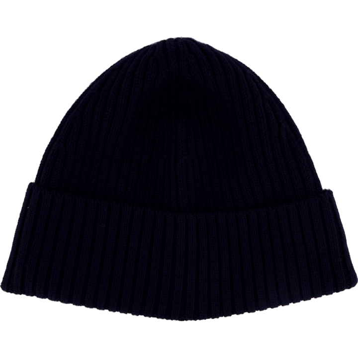 Rib Knit Brushed Wool Beanie Navy Blue
