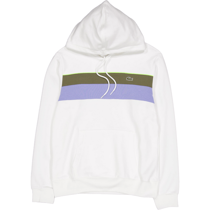 Colour-block Fleece Hoodie Flour/olive-delphinium