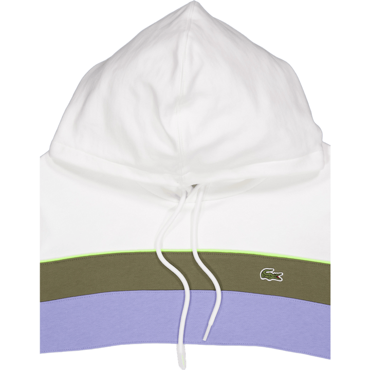 Colour-block Fleece Hoodie Flour/olive-delphinium