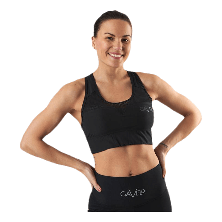 Mesh Black Swirl Sports Bra Black