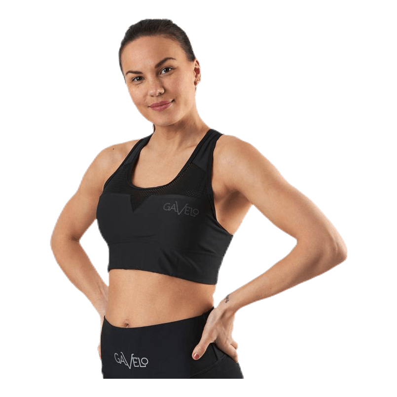 Mesh Black Swirl Sports Bra Black