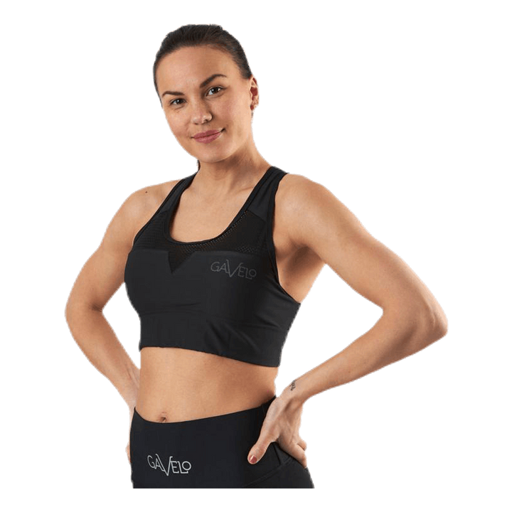 Mesh Black Swirl Sports Bra Black