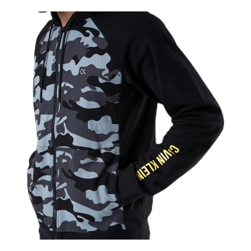 Full Zip Hooded Jacket  Patterned/Black