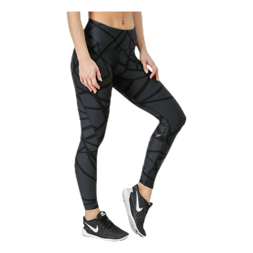 Print Mid Rise Compression Tights W Black Grey Sportamore