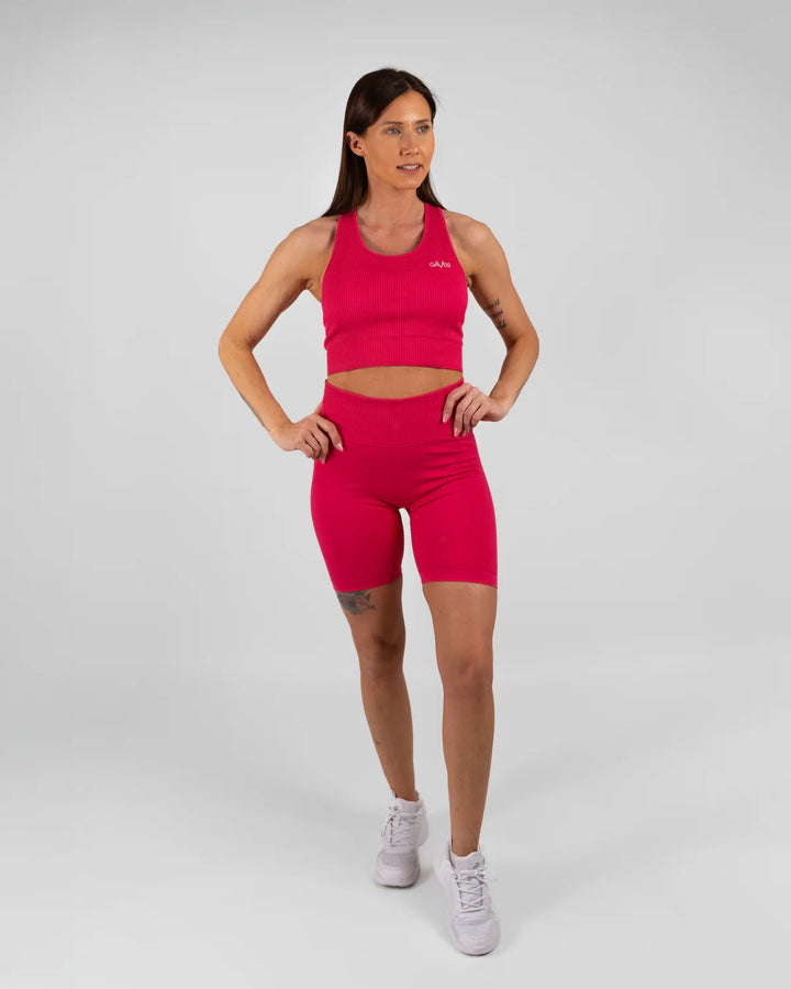 Ribbed Seamless Biker Shorts Berry