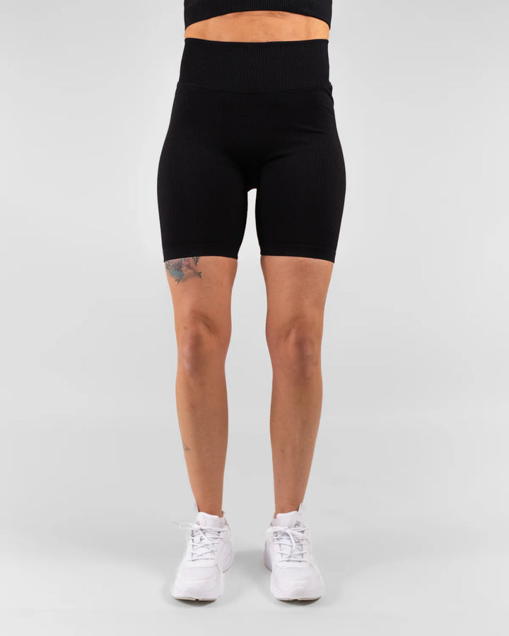Ribbed Seamless Biker Shorts Black