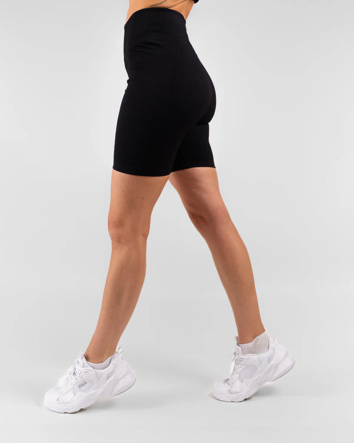 Ribbed Seamless Biker Shorts Black