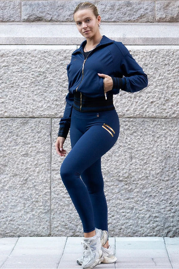 Edge Stripe Tights Navy