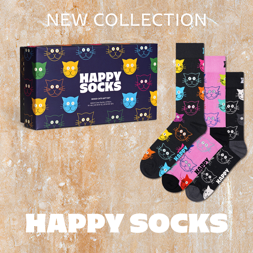 3-pack Mixed Cat Socks Gift Se Navy