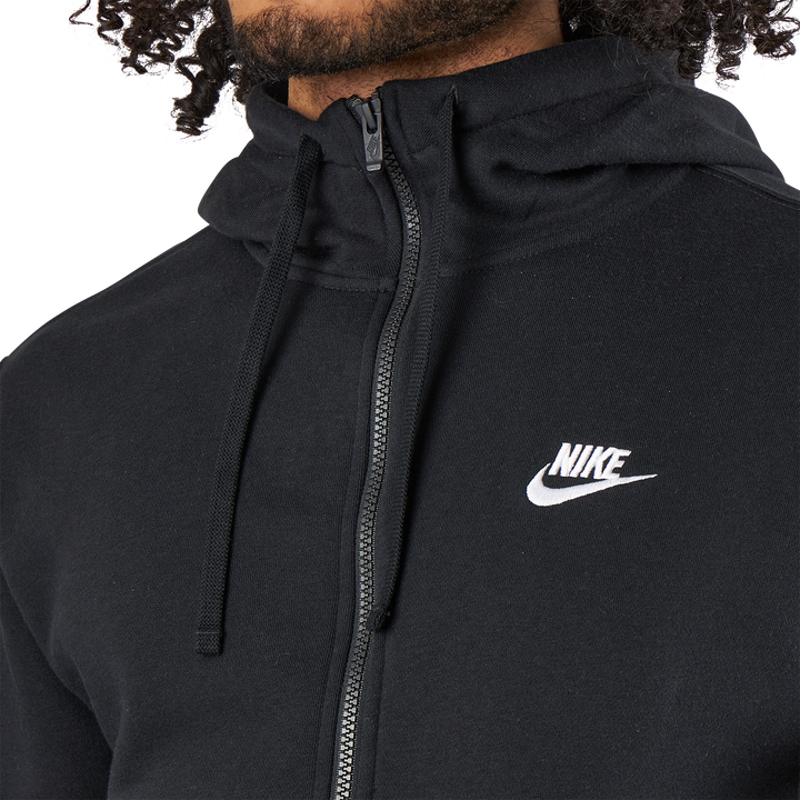 Sportswear Club Fleece Men's Full-Zip Hoodie BLACK/BLACK/WHITE