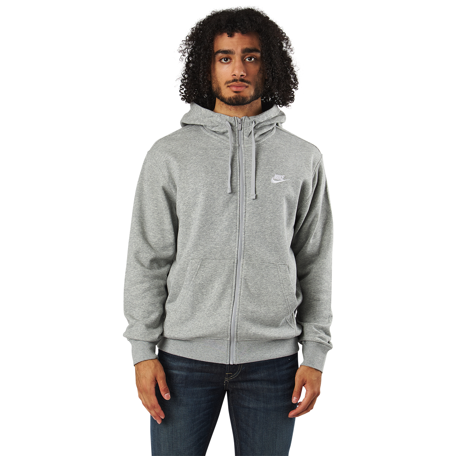 nike full zip club hoodie grey