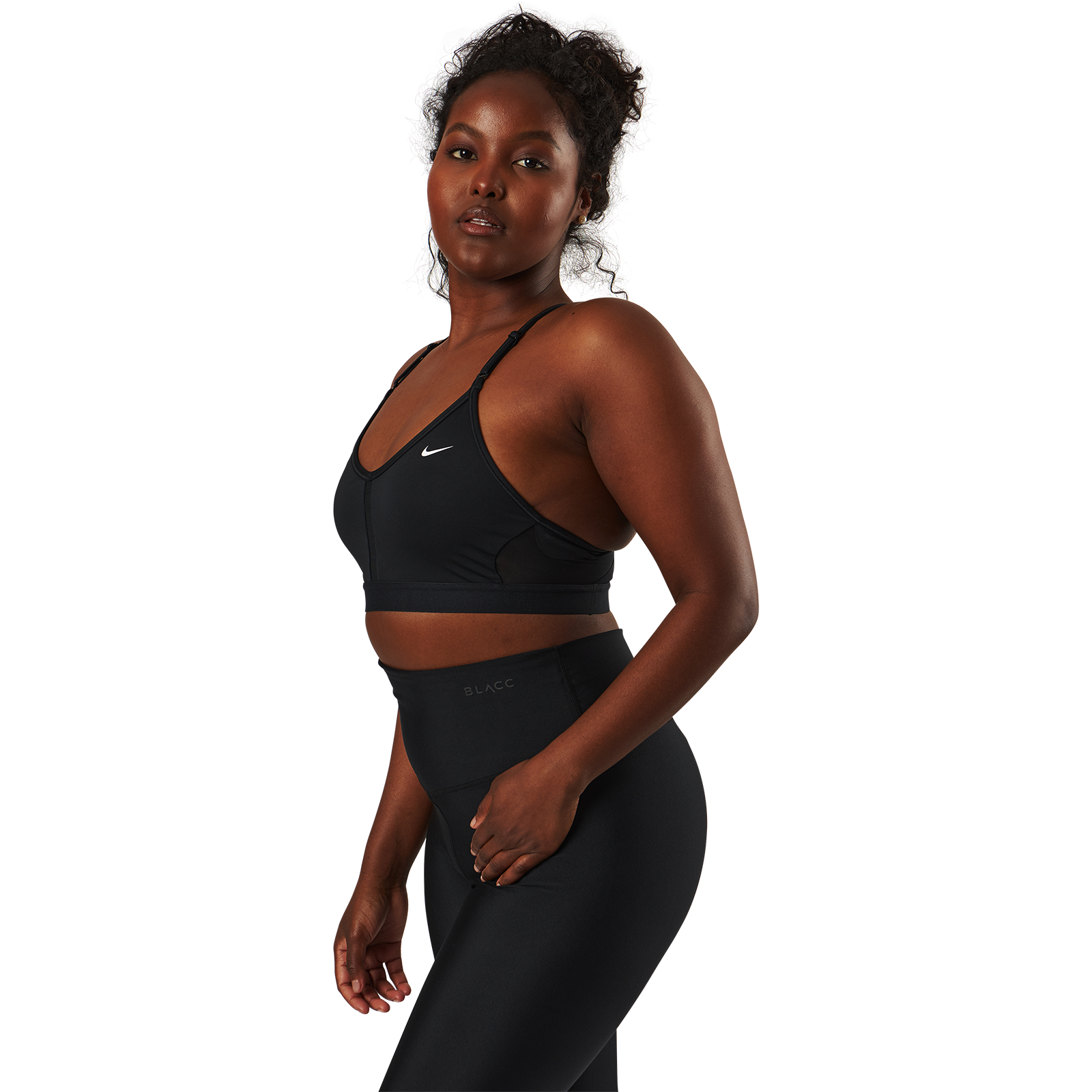 Nike Dri-FIT Indy Women's Light-Support Padded V-Neck Sports Bra  BLACK/BLACK/BLACK/WHITE –