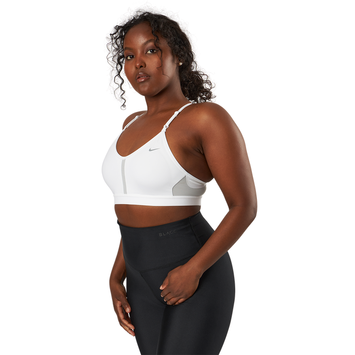 Dri-FIT Indy Women's Light-Support Padded V-Neck Sports Bra WHITE/GREY FOG/PARTICLE GREY