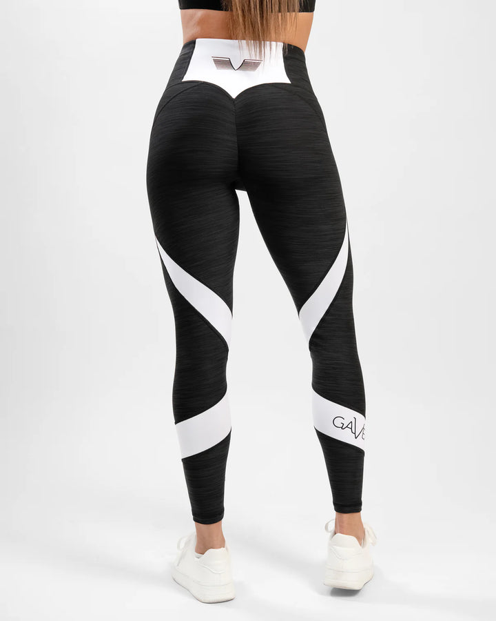 Black & White Swirl Tights Black
