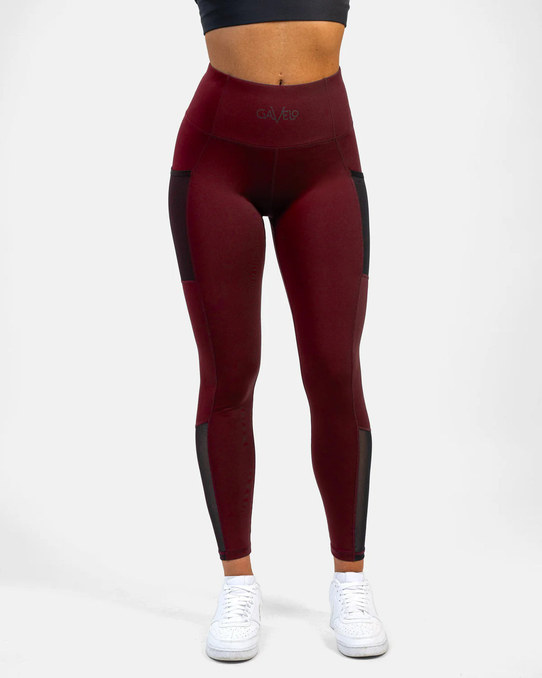 Mesh Pocket Leggings Dark Burgundy