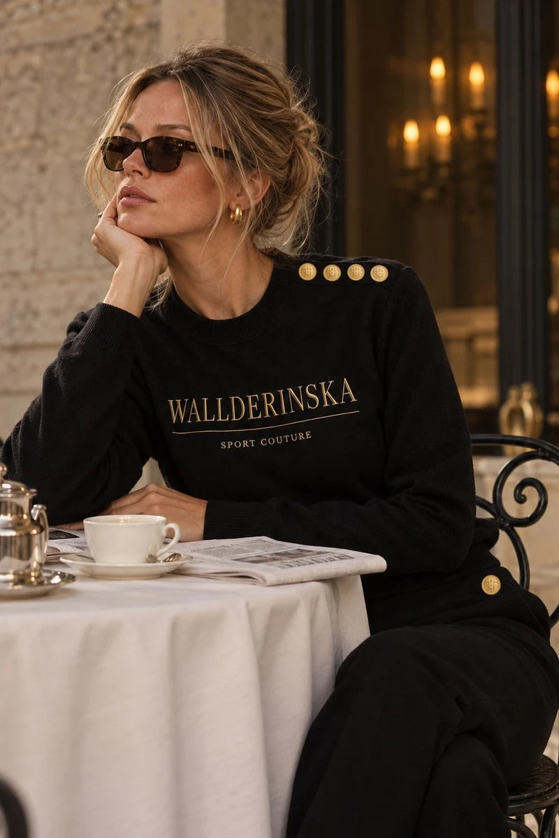 Edge Gold Button Sweater Black/gold