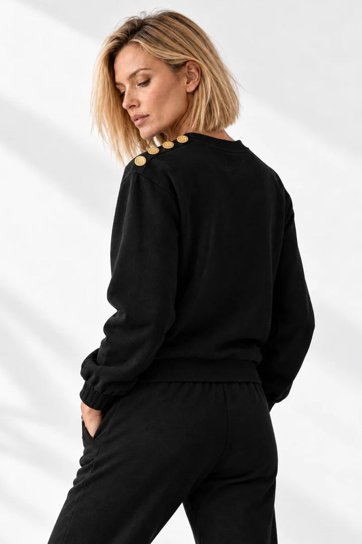 Edge Gold Button Sweater Black/gold