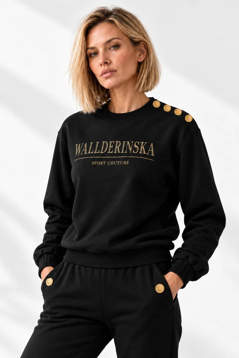 Edge Gold Button Sweater Black/gold