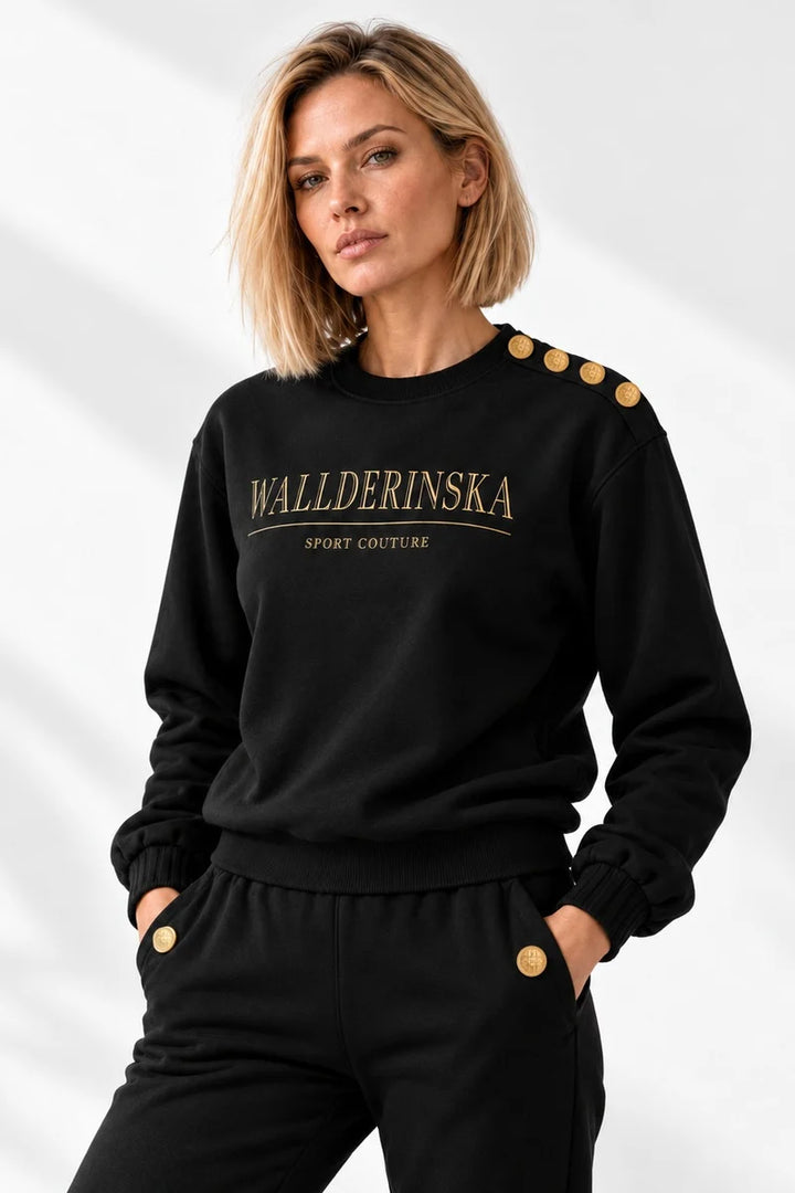 Edge Gold Button Sweater Black/gold
