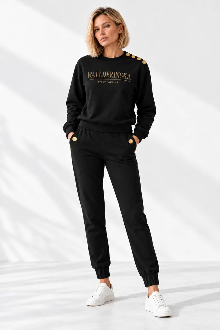 Edge Gold Button Sweater Black/gold
