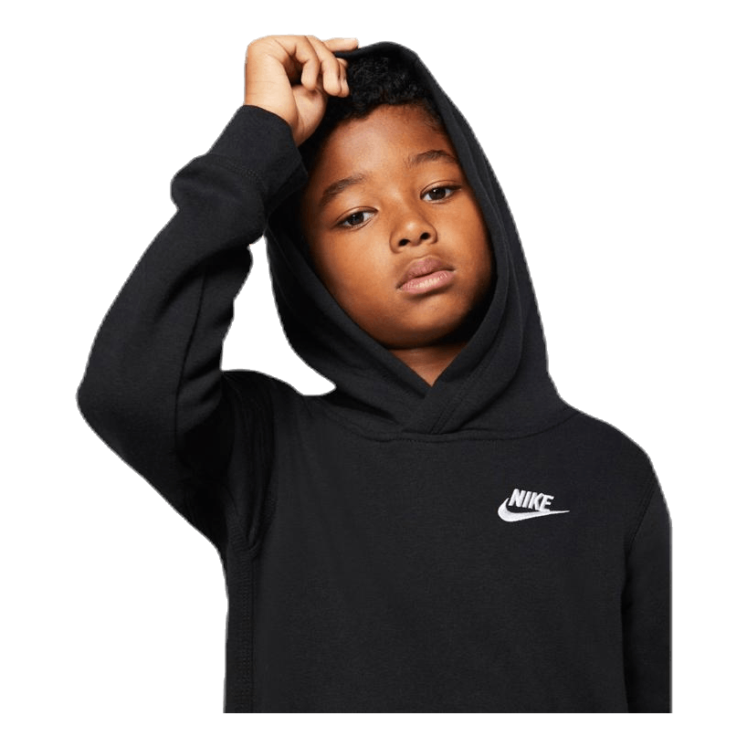 Nike Sportswear Club Big Kids Pullover Hoodie BLACK WHITE Sportamore