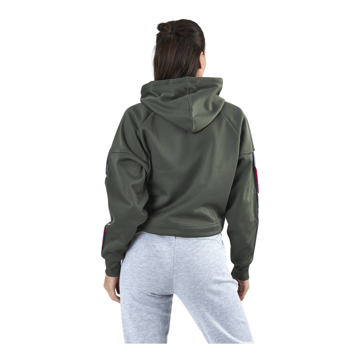 Hoody Cropped With Tape Green