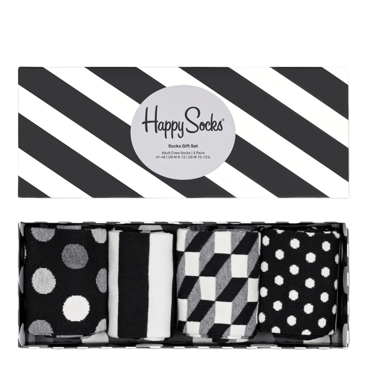 Classic Black & White 4-Pack Gift Box Patterned