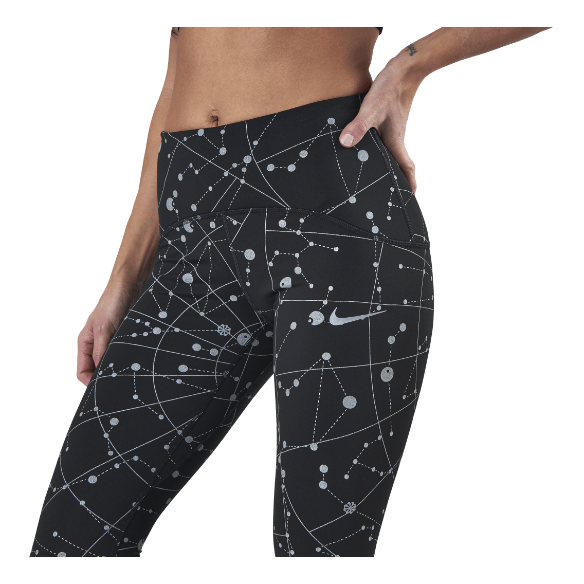 nike running runway sparkle speed flash leggings in black