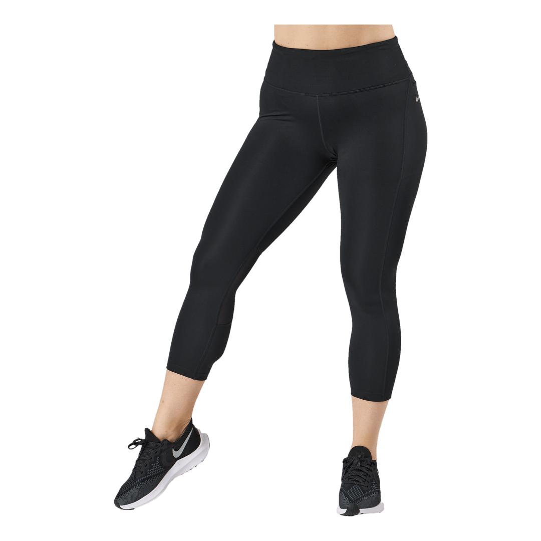 Nike Fast Women's Mid-Rise Crop Running Leggings BLACK/REFLECTIVE