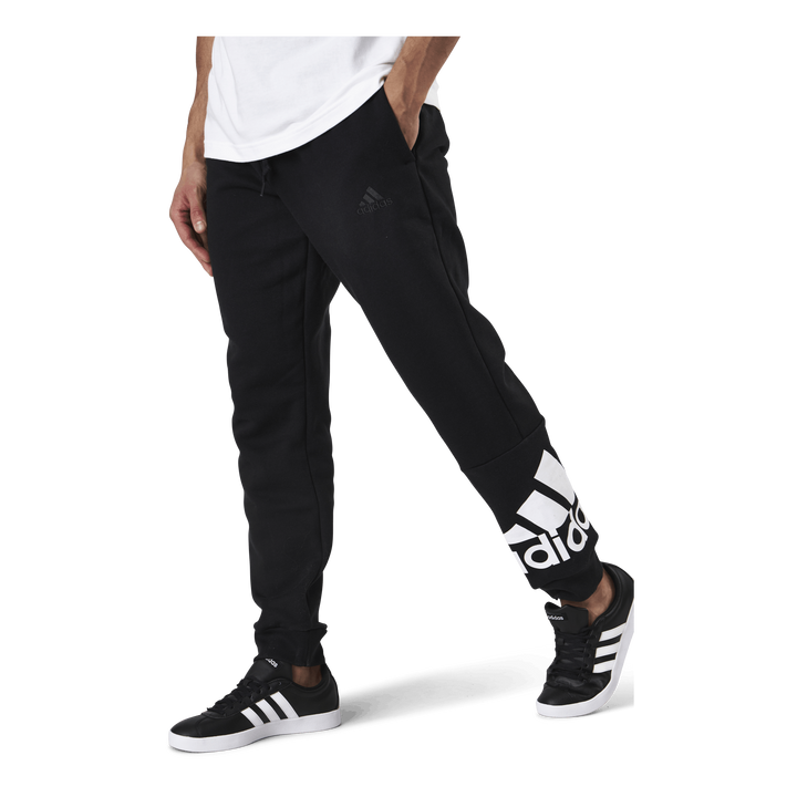 Essentials Tapered Cuff Logo Pants Black / White