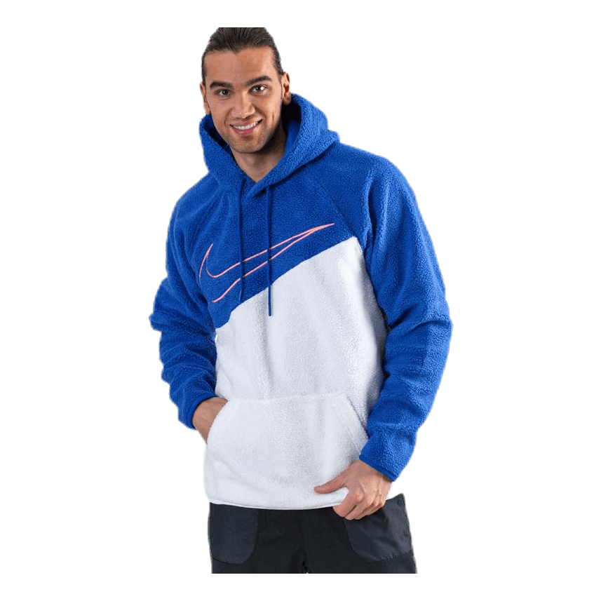 White nike hoodie with 2025 blue swoosh