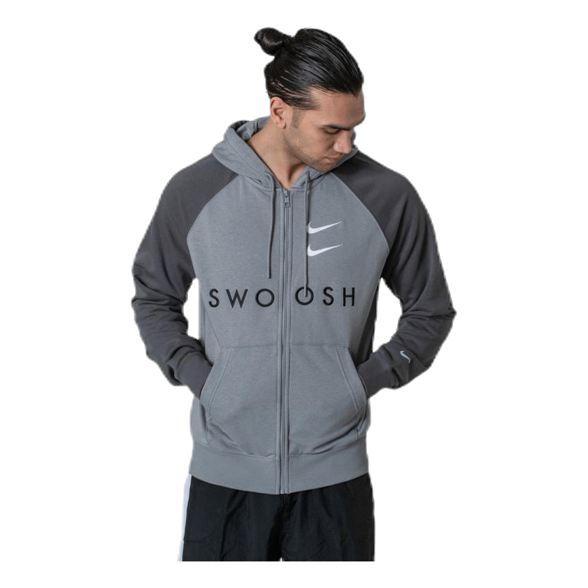 Nike double swoosh hoodie discount grey