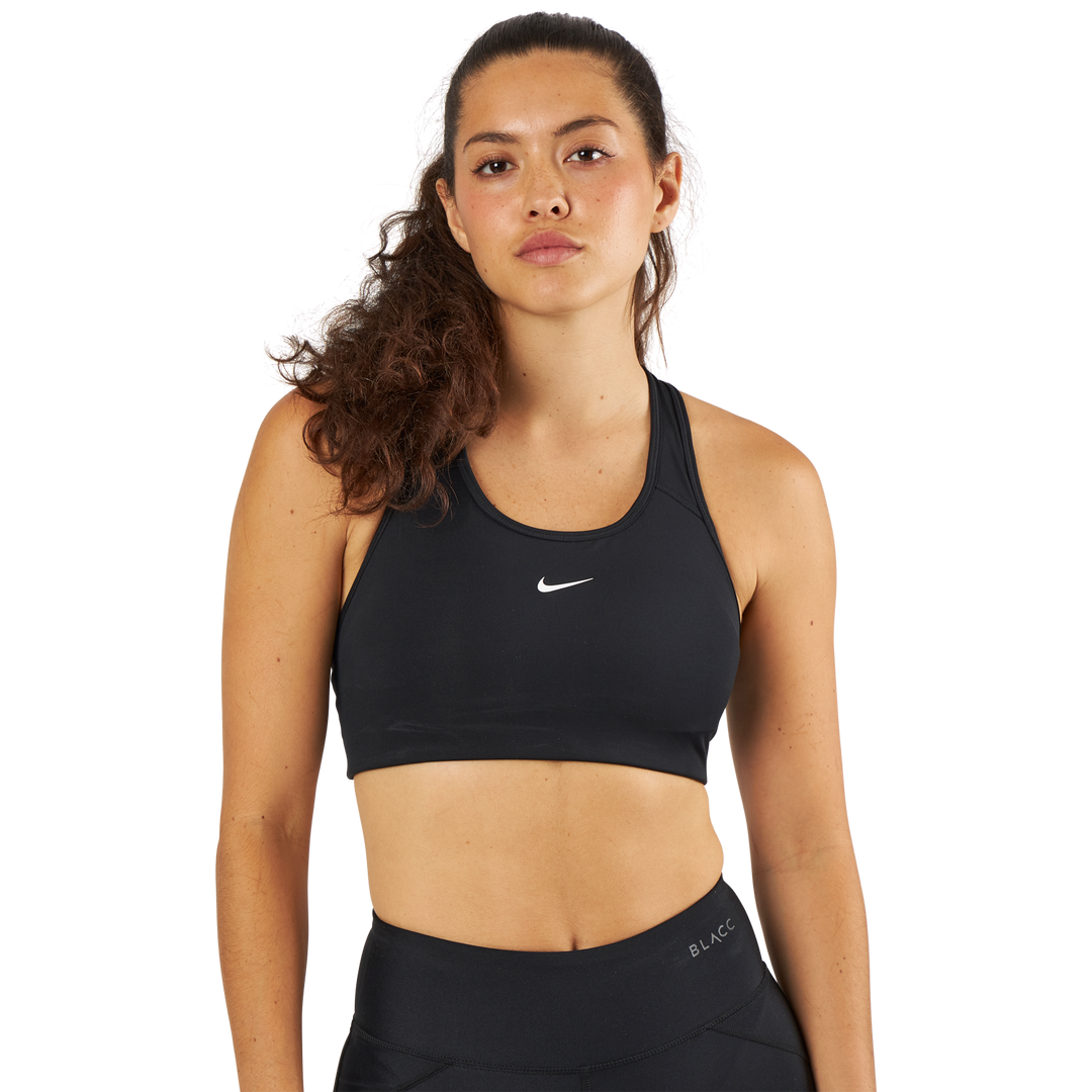 Nike Swoosh Women's Medium-Support 1-Piece Pad Sports Bra BLACK/WHITE –
