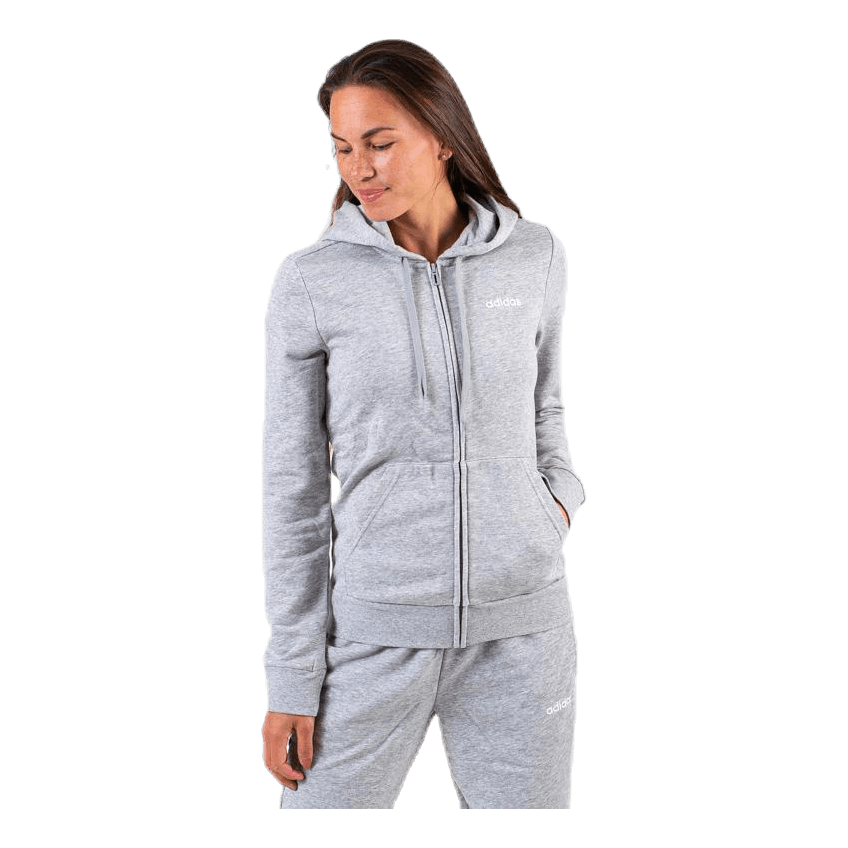 Essential Plain Full Zip Hood Grey