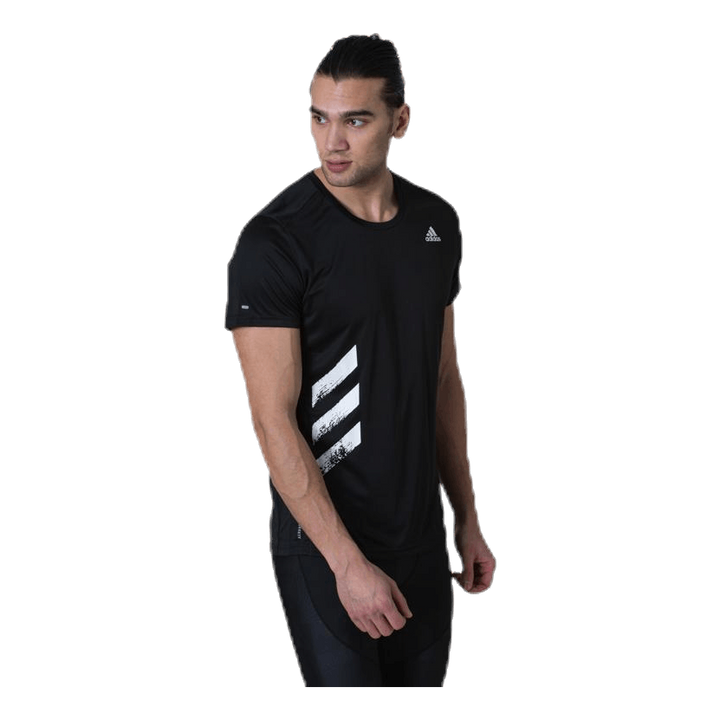 adidas Adidas Run It Tee Pb 3 Stripes Men Black Sportamore